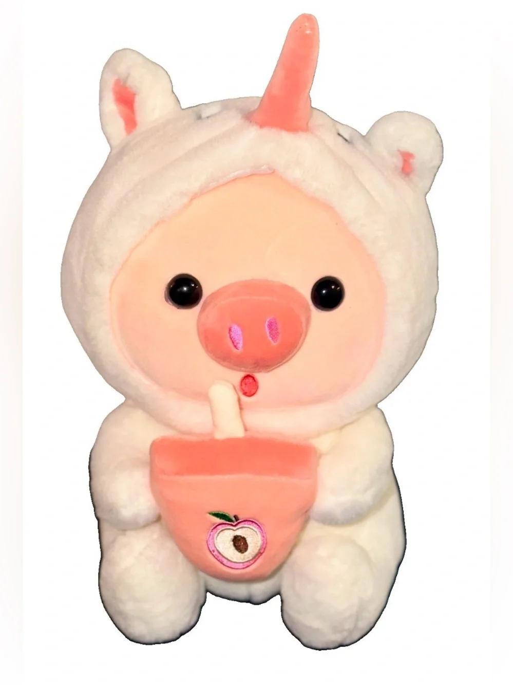 Pig Plush In Unicorn Costume Drinks bubble milk tea Valentine’s Day QQMGC EUC